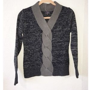 4/$25 Gray Long Sleeve Knit Sweater Twist front